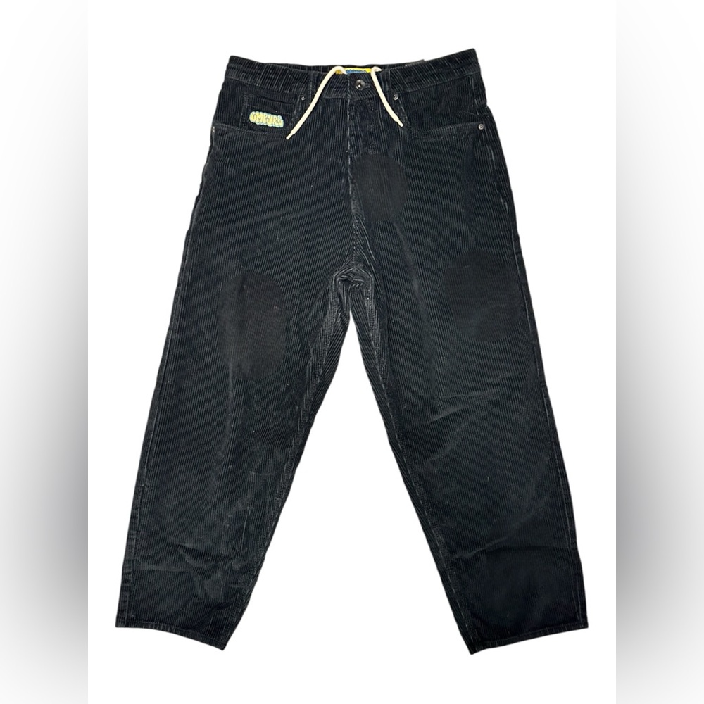 GMPYRE Black Corduroy Pants with Drawstring Waist